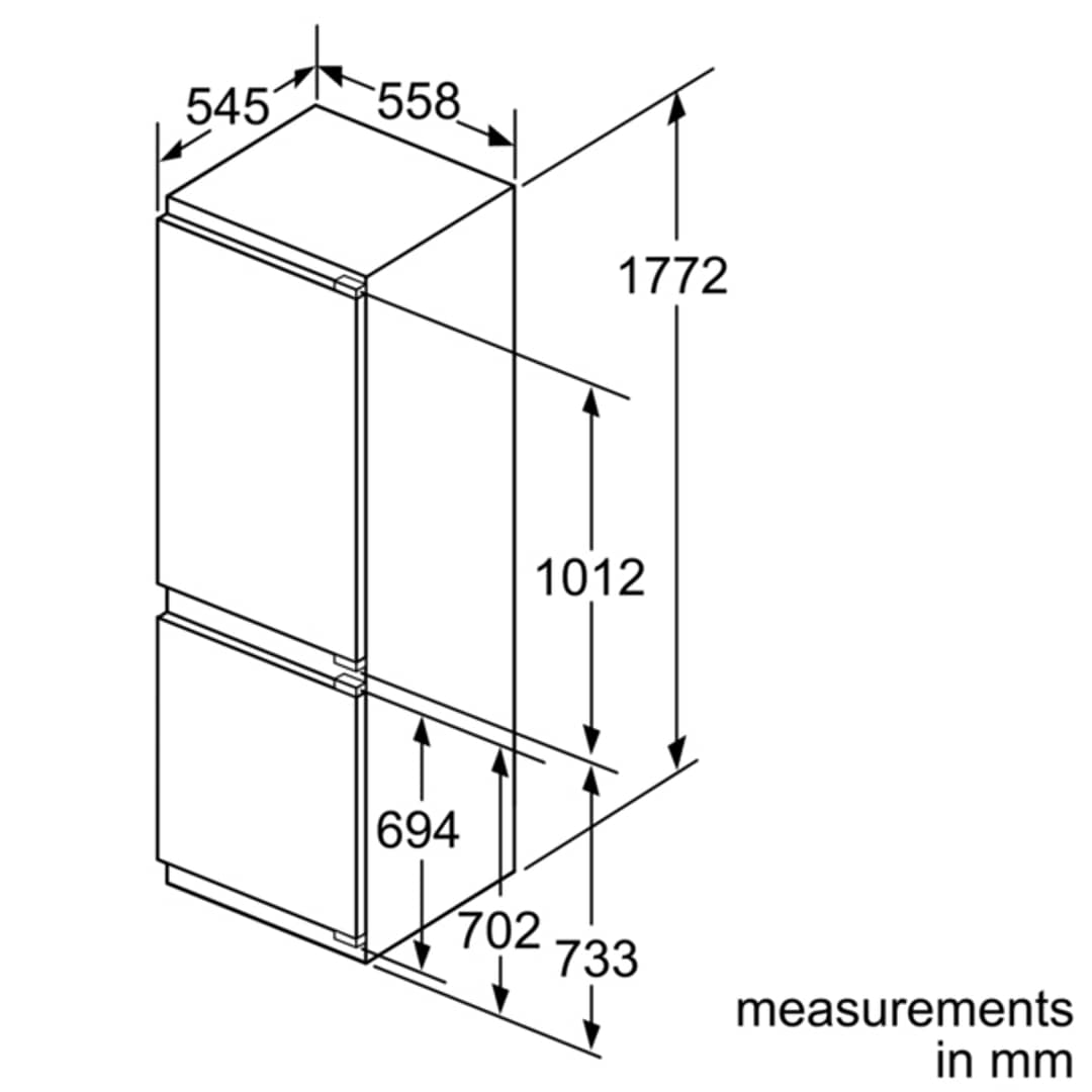 dimensions of integrated fridge freezers