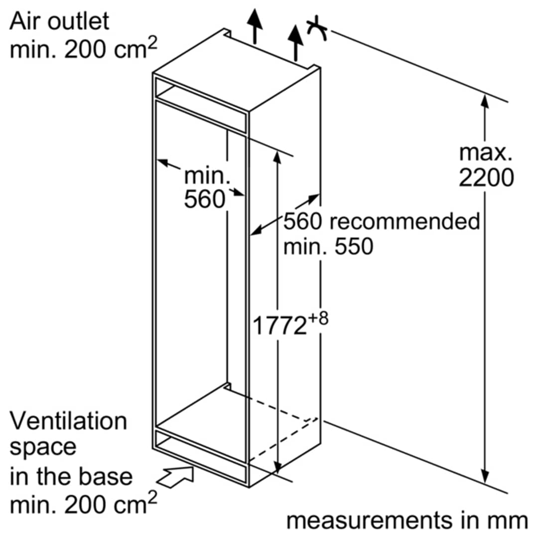 integrated freezer sizes