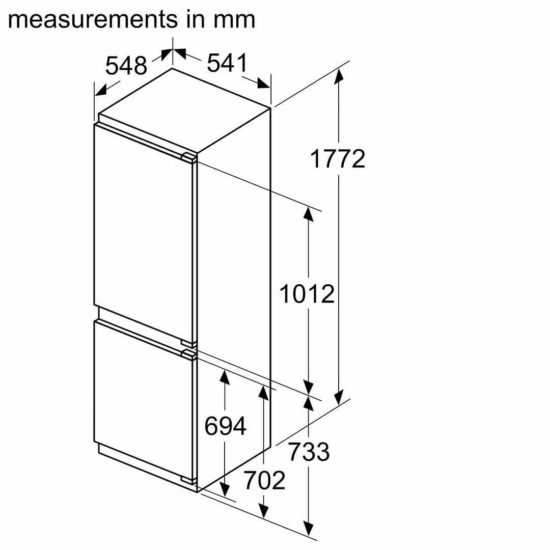 dimensions of integrated fridge freezers