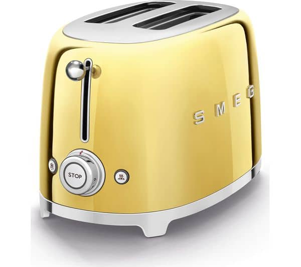 Smeg TSF01GOUK 50s Retro Style Slice Toaster in Gold - Appliance Centre